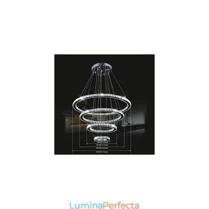 Lampă cu pandantiv din cristal Plafon de iluminat cristal transparent rotund 4 inele 40CM 60CM 80CM Corpuri sursă