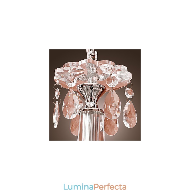 Candelabru Cristal Modern 2 Nivele Living 12 Lumini