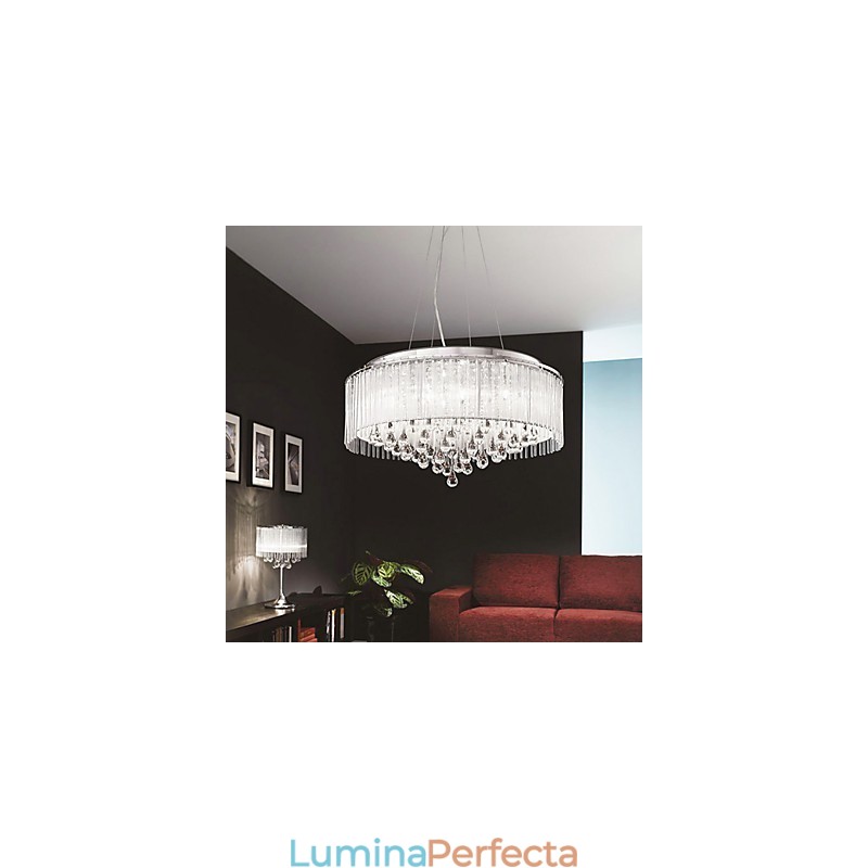 Lampă suspendată modernă, contemporană, din cristal cromat