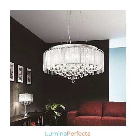 Lampă suspendată modernă, contemporană, din cristal cromat Lampă suspendată modernă, contemporană, din cristal cromat