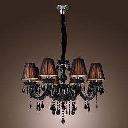 Candelabru Lux Modern Cristal Negru Living 8 Lumini