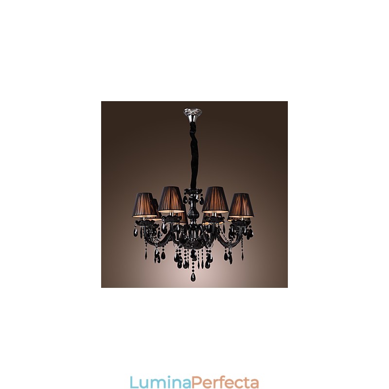 Candelabru Lux Modern Cristal Negru Living 8 Lumini
