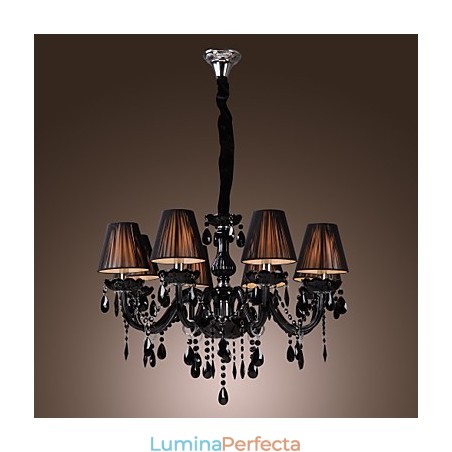 Candelabru Lux Modern Cristal Negru Living 8 Lumini Candelabru Lux Modern Cristal Negru Living 8 Lumini