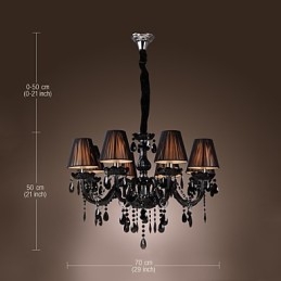 Candelabru Lux Modern Cristal Negru Living 8 Lumini