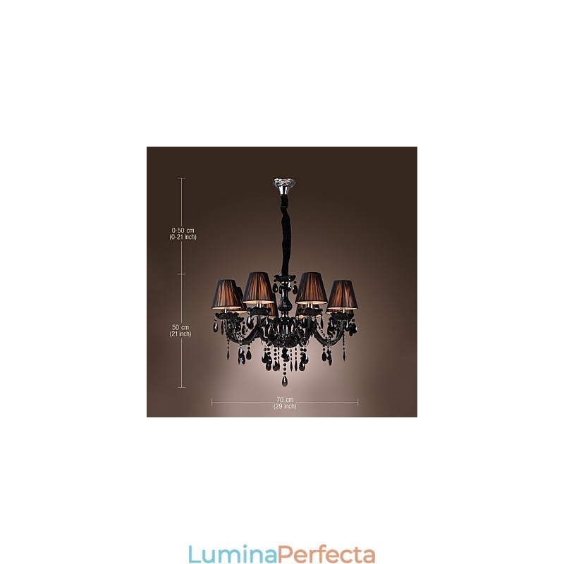 Candelabru Lux Modern Cristal Negru Living 8 Lumini