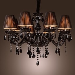 Candelabru Lux Modern Cristal Negru Living 8 Lumini