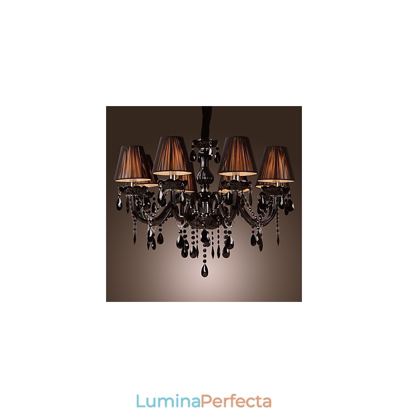 Candelabru Lux Modern Cristal Negru Living 8 Lumini