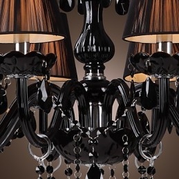 Candelabru Lux Modern Cristal Negru Living 8 Lumini