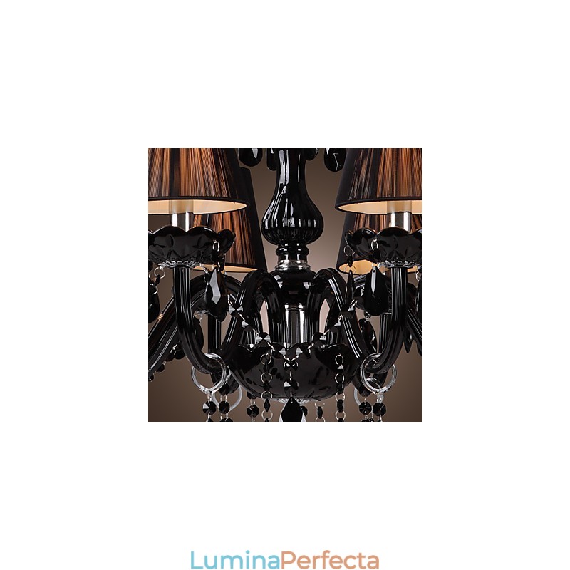 Candelabru Lux Modern Cristal Negru Living 8 Lumini