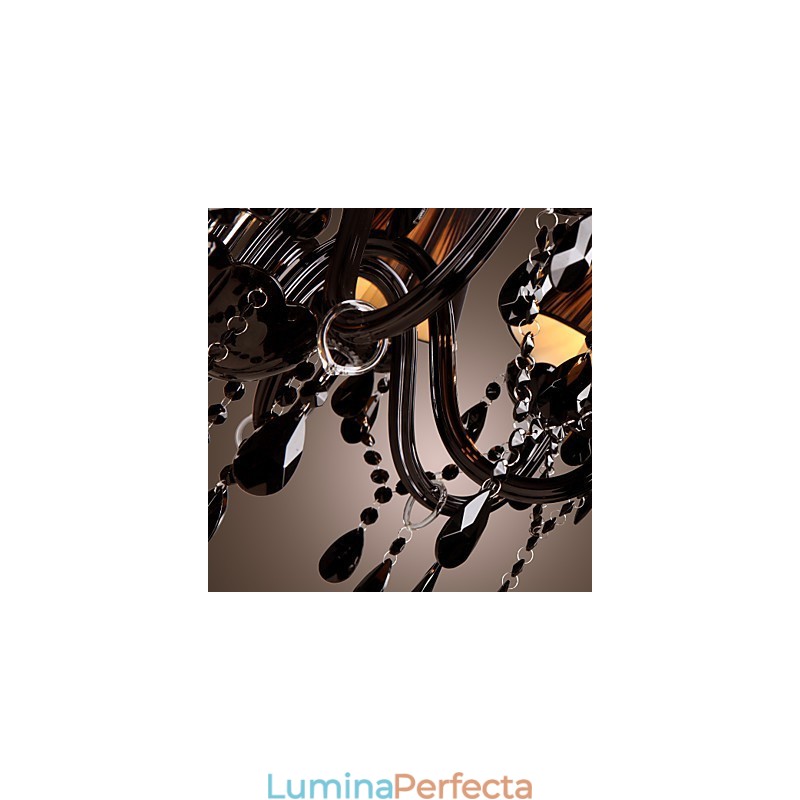 Candelabru Lux Modern Cristal Negru Living 8 Lumini