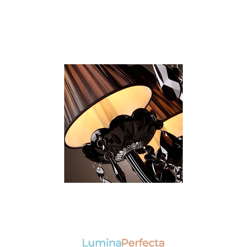 Candelabru Lux Modern Cristal Negru Living 8 Lumini