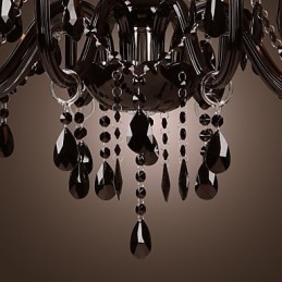 Candelabru Lux Modern Cristal Negru Living 8 Lumini