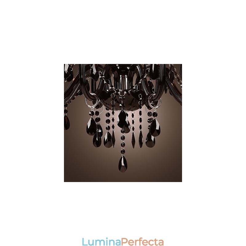 Candelabru Lux Modern Cristal Negru Living 8 Lumini