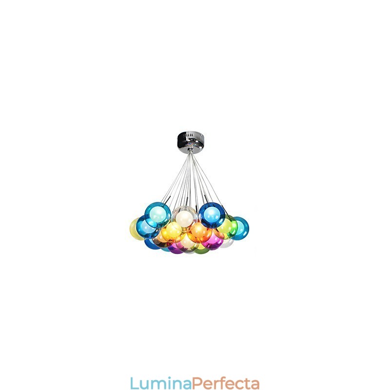 Lampă suspendată modernă din sticlă colorată Bubble Globe cu 19 lumini