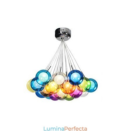Lampă suspendată modernă din sticlă colorată Bubble Globe cu 19 lumini Lampă suspendată modernă din sticlă colorată Bubble Globe cu 19 lumini