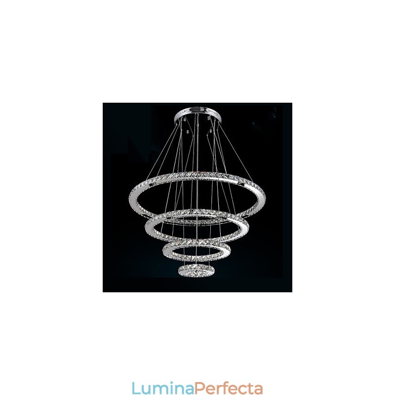 Lampă modernă de iluminat pentru candelabru de tavan din cristal transparent cu D100CM+D80CM+D60CM+D40CM