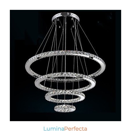Lampă modernă de iluminat pentru candelabru de tavan din cristal transparent cu D100CM+D80CM+D60CM+D40CM Lampă modernă de iluminat pentru candelabru de tavan din cristal transparent cu D100CM+D80CM+D60CM+D40CM