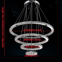 Lampă modernă de iluminat pentru candelabru de tavan din cristal transparent cu D100CM+D80CM+D60CM+D40CM