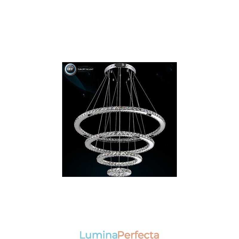 Lampă modernă de iluminat pentru candelabru de tavan din cristal transparent cu D100CM+D80CM+D60CM+D40CM