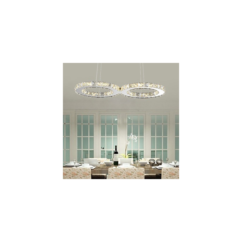 Lampă suspendată contemporană din metal cromat din cristal