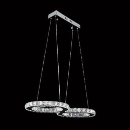 Lampă suspendată contemporană din metal cromat din cristal