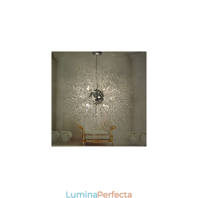 Candelabru din metal cromat Globe Crystal