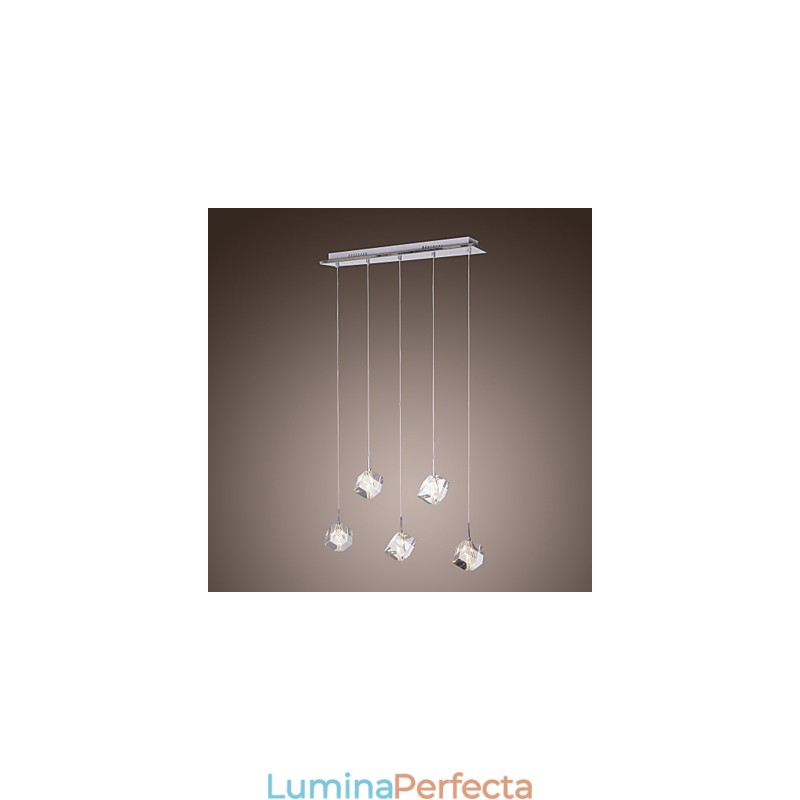 Lampă suspendată modernă, contemporană, din cristal, cromat