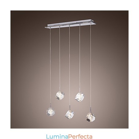 Lampă suspendată modernă, contemporană, din cristal, cromat