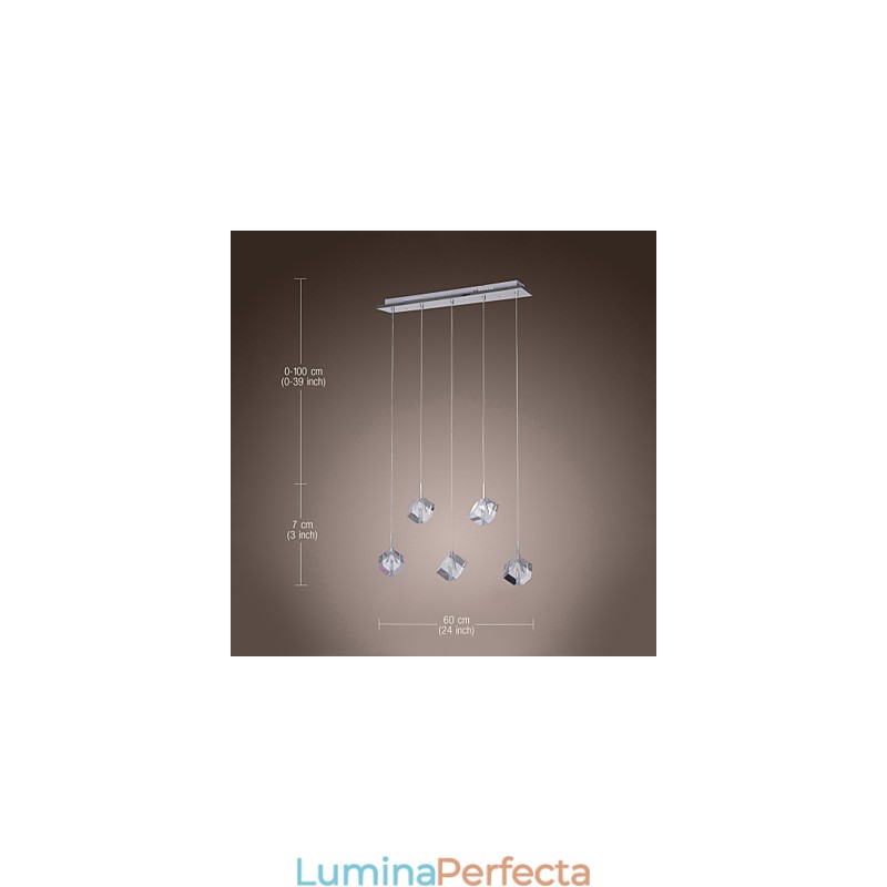 Lampă suspendată modernă, contemporană, din cristal, cromat