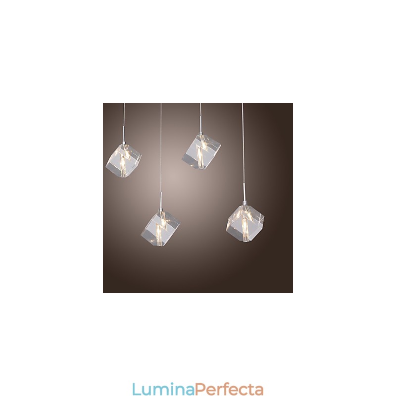 Lampă suspendată modernă, contemporană, din cristal, cromat