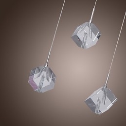 Lampă suspendată modernă, contemporană, din cristal, cromat