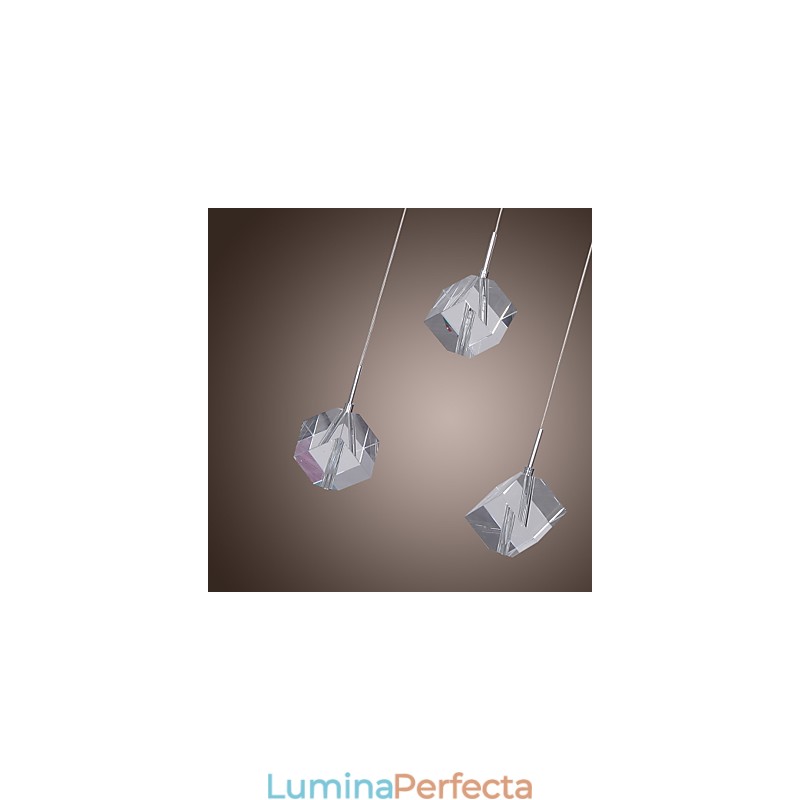 Lampă suspendată modernă, contemporană, din cristal, cromat