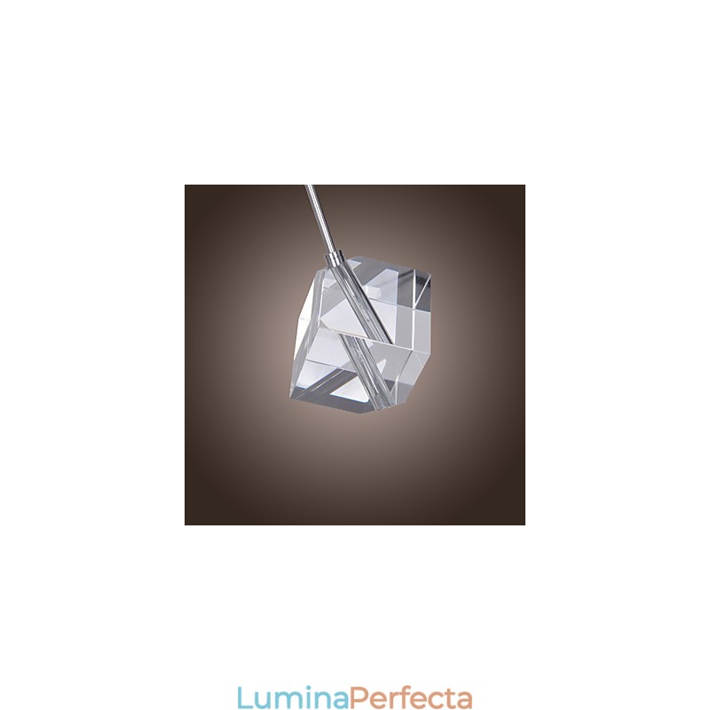 Lampă suspendată modernă, contemporană, din cristal, cromat