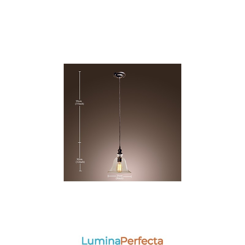 Lampă de suspendare galvanizată în stil clasic cu bol vintage tradițional