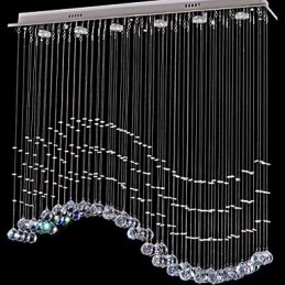 Lampă suspendată cu 6 lumini Corpuri de iluminat de tavan cu valuri de cristal transparent, argintiu modern