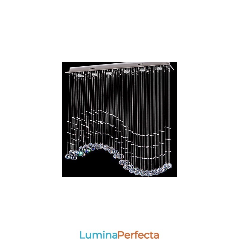 Lampă suspendată cu 6 lumini Corpuri de iluminat de tavan cu valuri de cristal transparent, argintiu modern