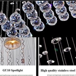 Lampă suspendată cu 6 lumini Corpuri de iluminat de tavan cu valuri de cristal transparent, argintiu modern