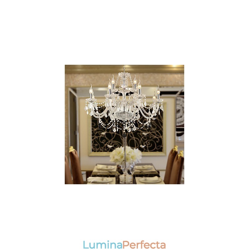 Candelabru din sticla galvanizata Rustic Lodge Crystal