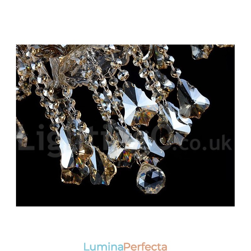 Candelabru modern de cristal K9 de culoare retro cognac cu 8 lumini