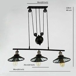 Lumini suspendate Vintage 3 lumini ST64 Becuri incluse Sistem sus si jos