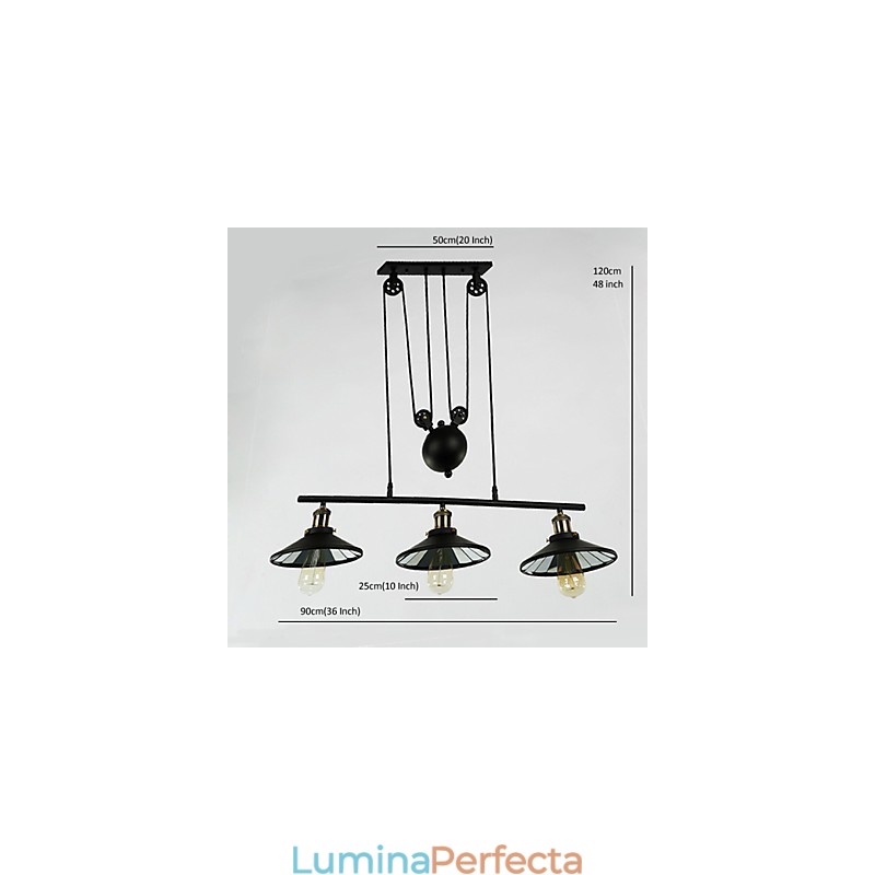 Lumini suspendate Vintage 3 lumini ST64 Becuri incluse Sistem sus si jos