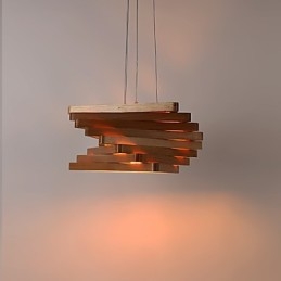 1 Lampă suspendată din lemn de bambus cu pictură în stil rustic tradițional clasic