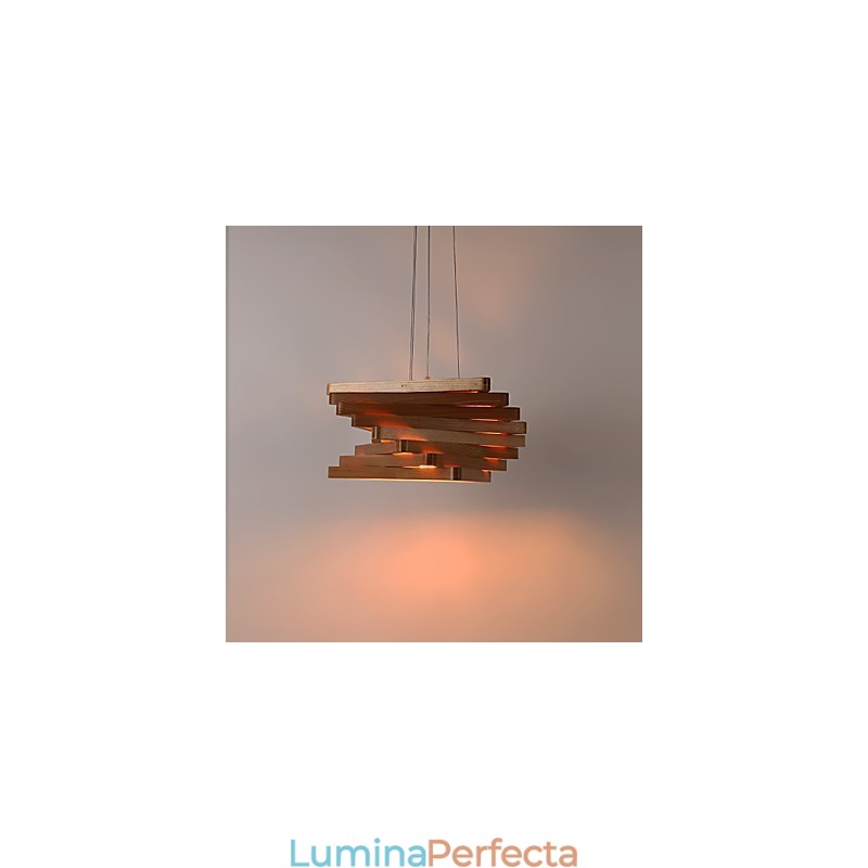 1 Lampă suspendată din lemn de bambus cu pictură în stil rustic tradițional clasic