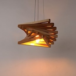 1 Lampă suspendată din lemn de bambus cu pictură în stil rustic tradițional clasic