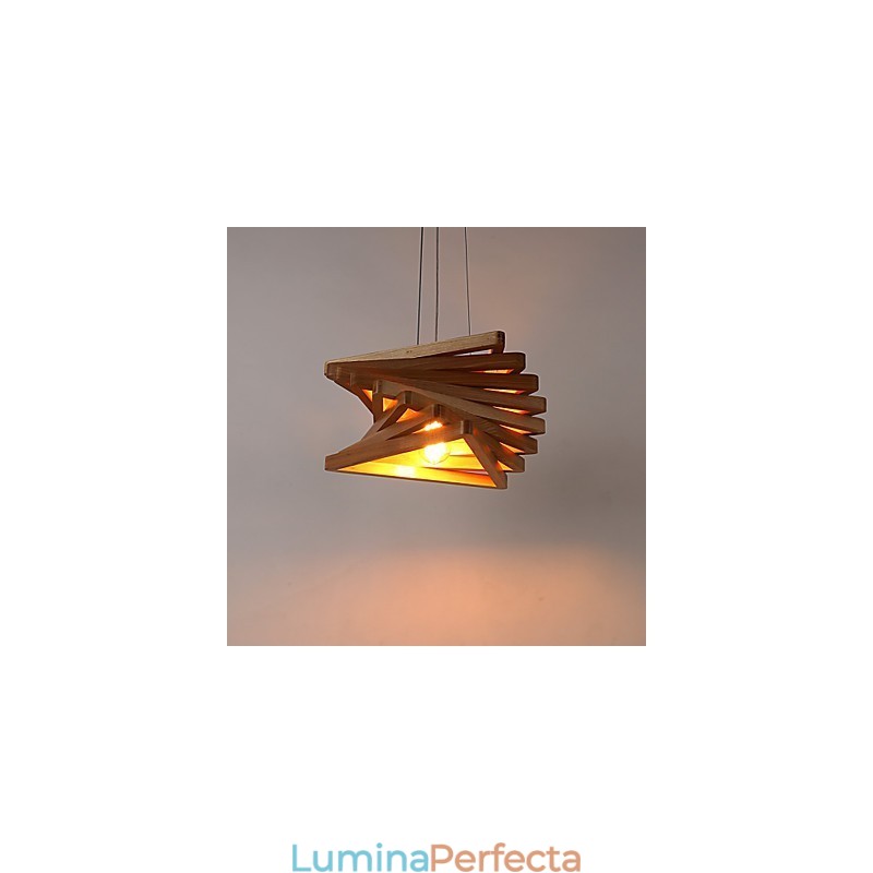 1 Lampă suspendată din lemn de bambus cu pictură în stil rustic tradițional clasic
