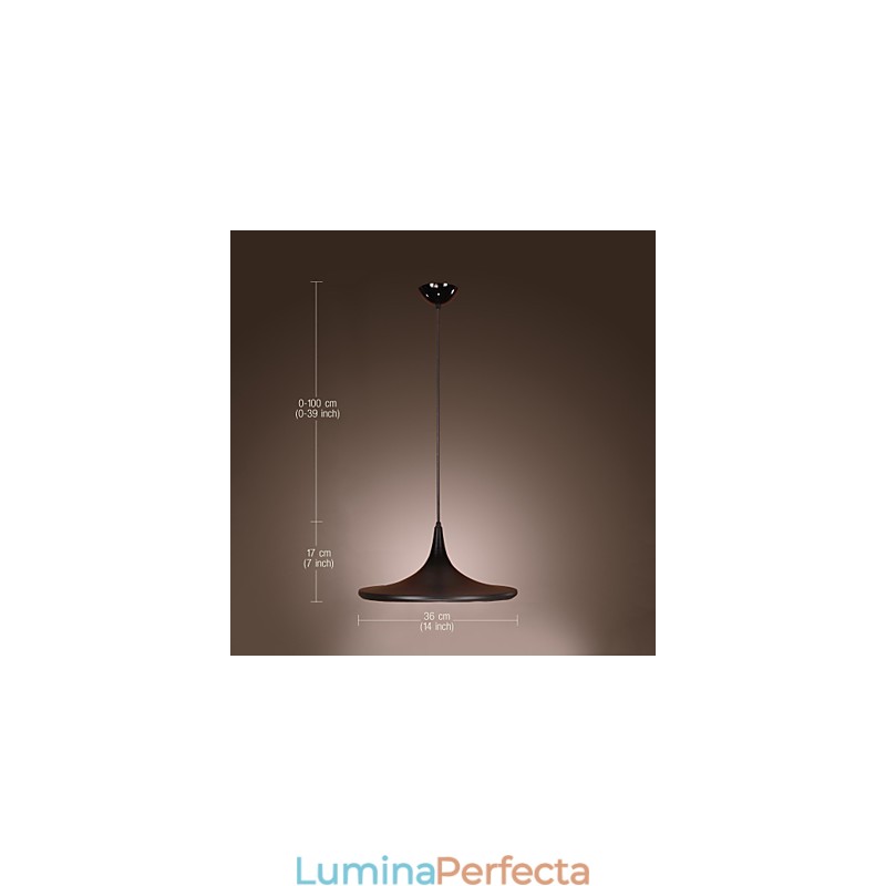 Lampă suspendată contemporană din aluminiu cu abajur negru