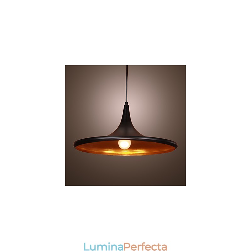 Lampă suspendată contemporană din aluminiu cu abajur negru