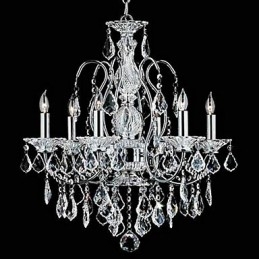 Candelabru tradițional din metal cromat din cristal