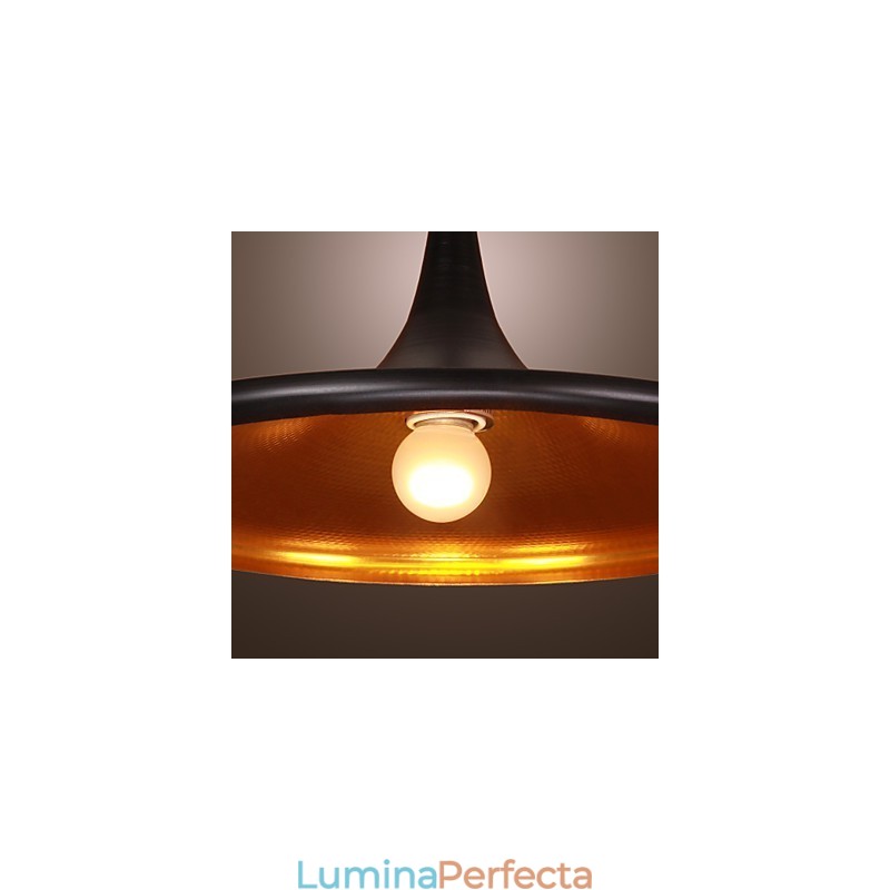 Lampă suspendată contemporană din aluminiu cu abajur negru