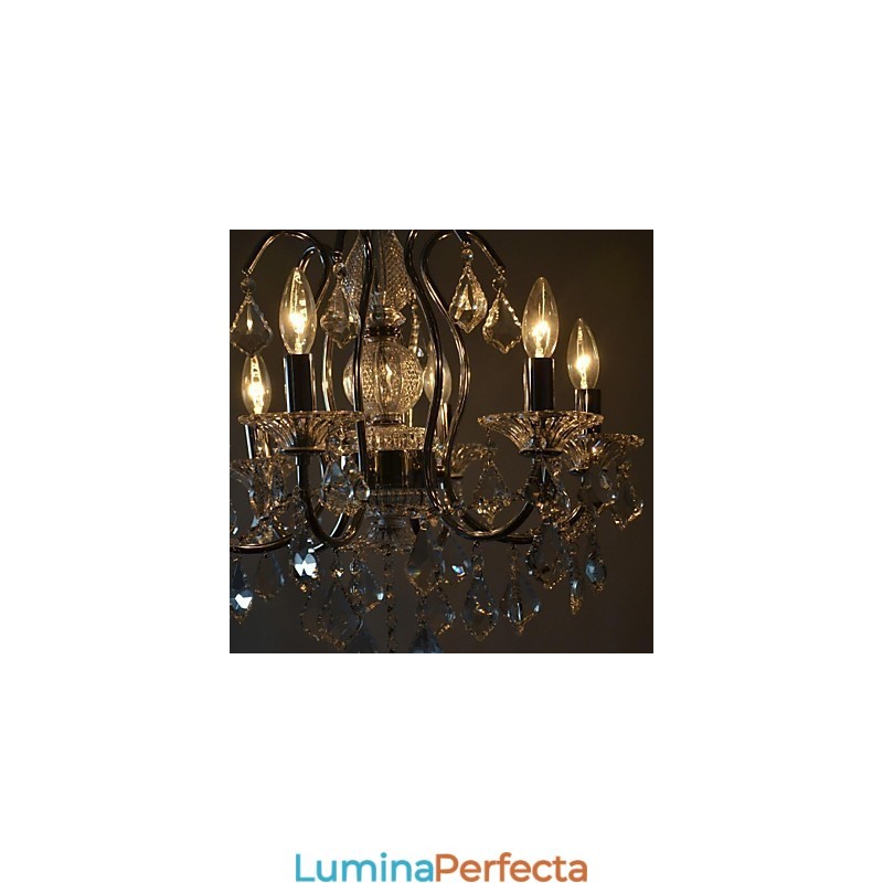 Candelabru tradițional din metal cromat din cristal